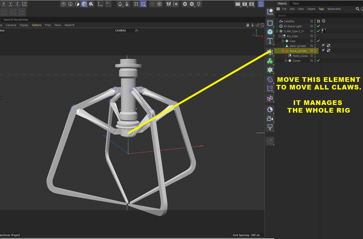 Metal Claw 31 with RIG 3D model_3