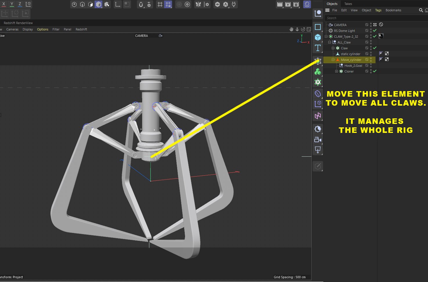 Metal Claw 32 with RIG 3D model_3