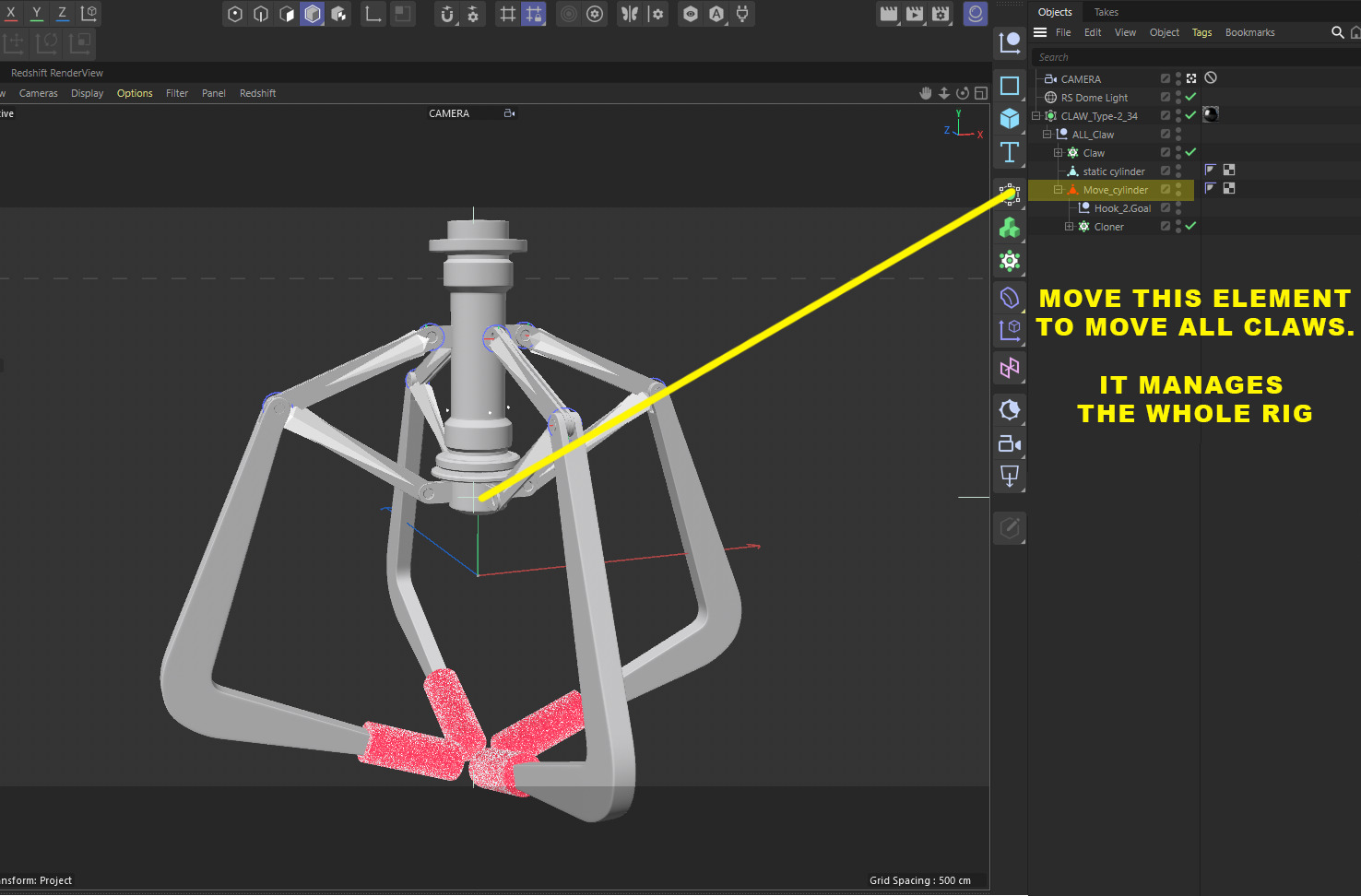 Metal Claw 34 with RIG 3D model_3