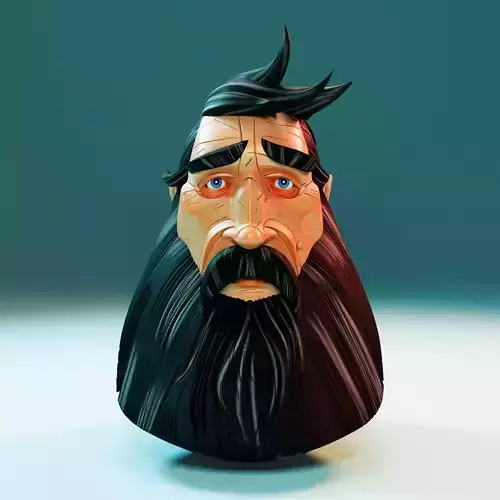The Sullen Fisherman - Male Beard Bust  3D print model