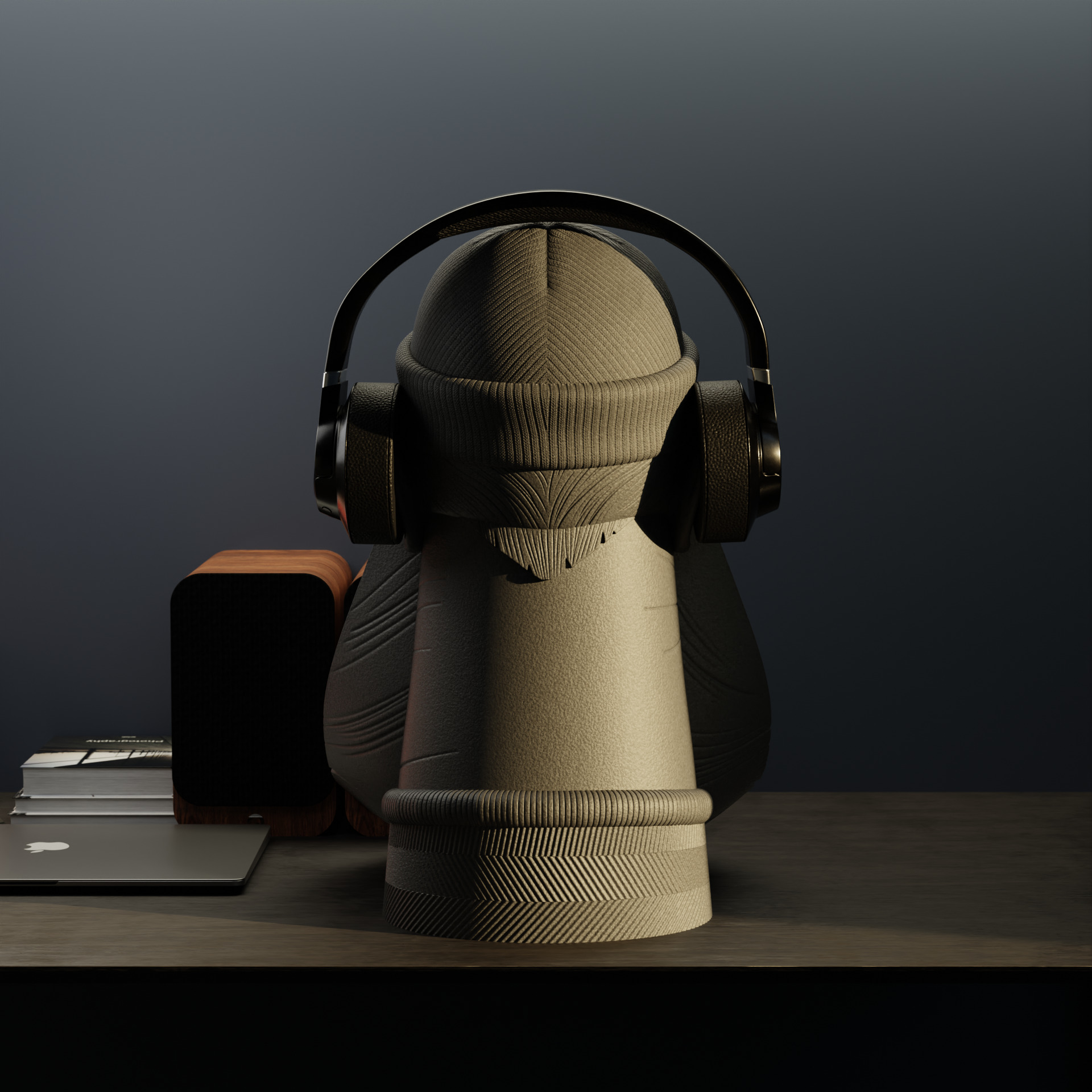 The Fisherman - Bust Headphone Stand - Bearded Man 3D print model_1