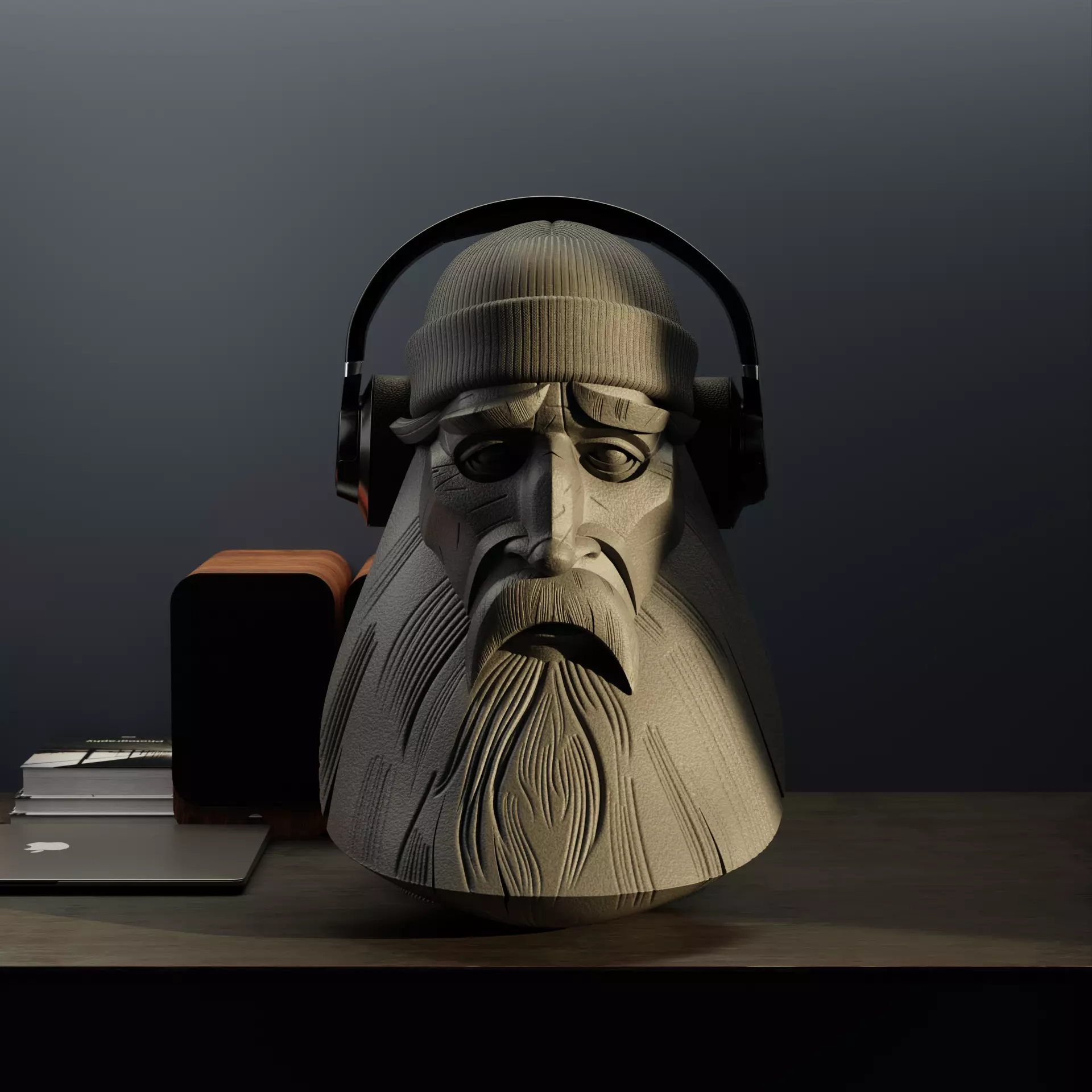 The Fisherman - Bust Headphone Stand - Bearded Man 3D print model_0