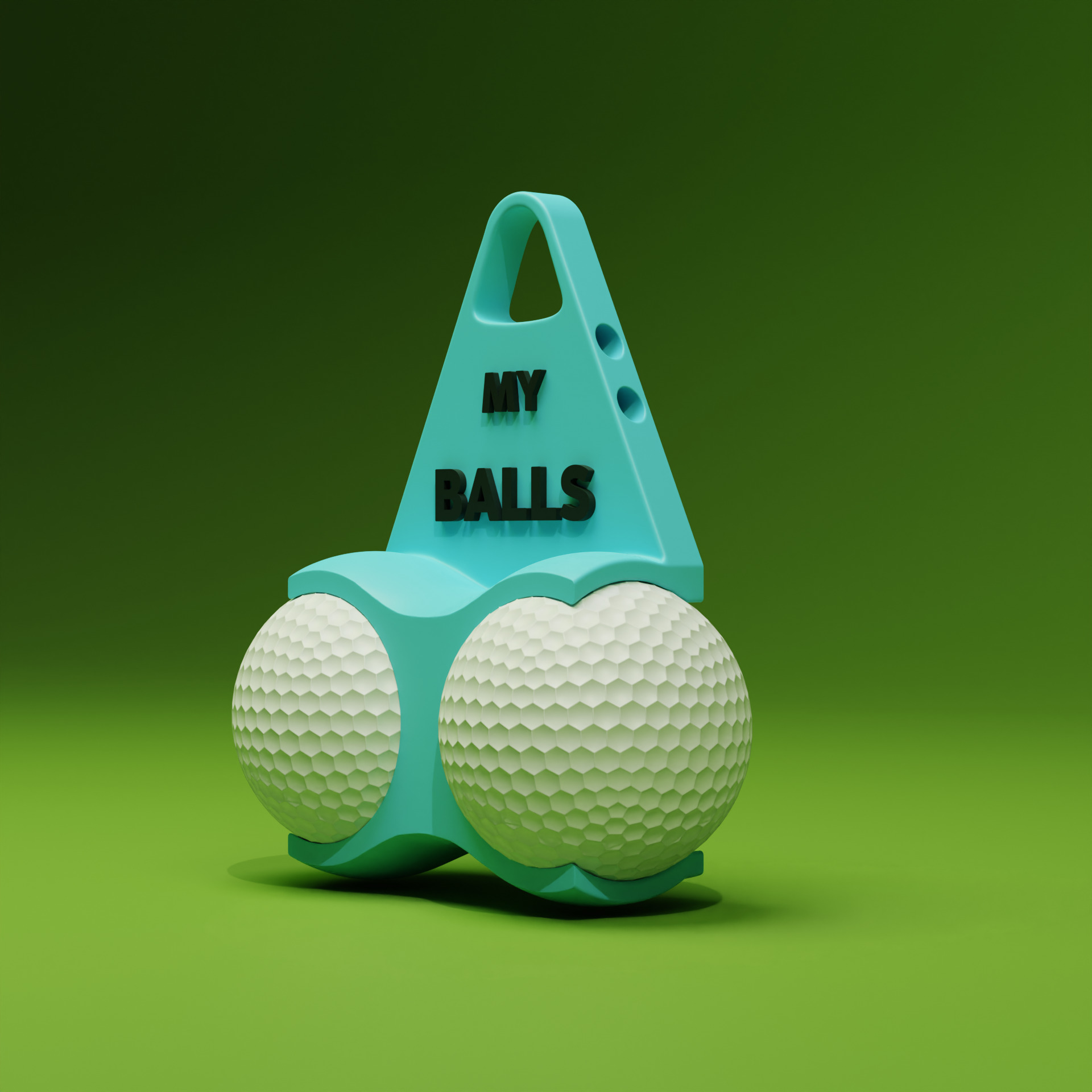 Golf Ball Holder and Tee Holder - Improved - Add Name 3D print model_1