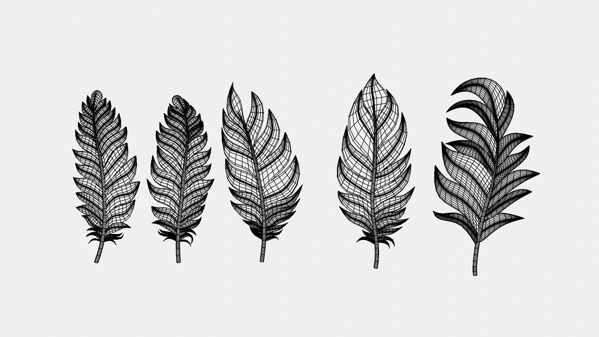 Stylized Feathers OBJ and ZBrush IMM Brush Low-poly 3D model_1