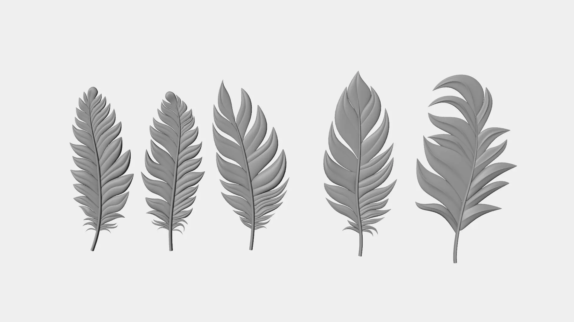 Stylized Feathers OBJ and ZBrush IMM Brush Low-poly 3D model_0