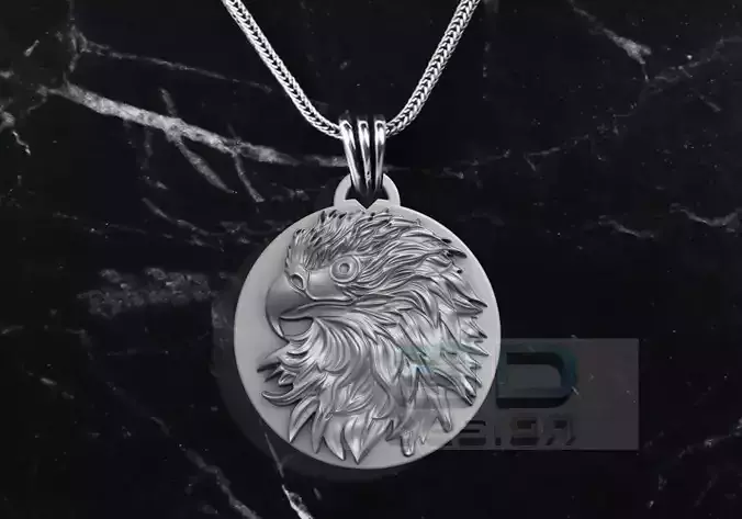 EAGLE HEAD RELIEF JEWELRY PENDANT 3D print model