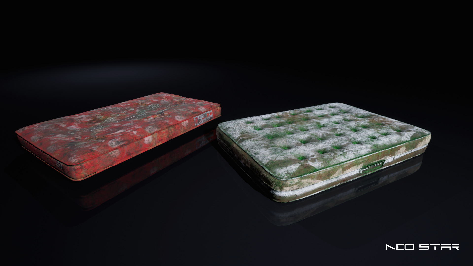 Old Dirty Mattresses Low-poly 3D model_5