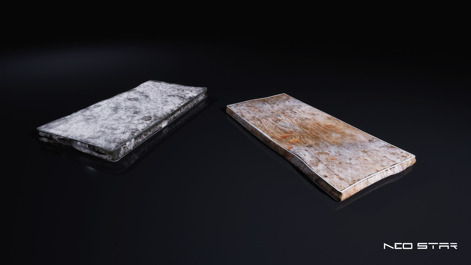 Old Dirty Mattresses Low-poly 3D model_3