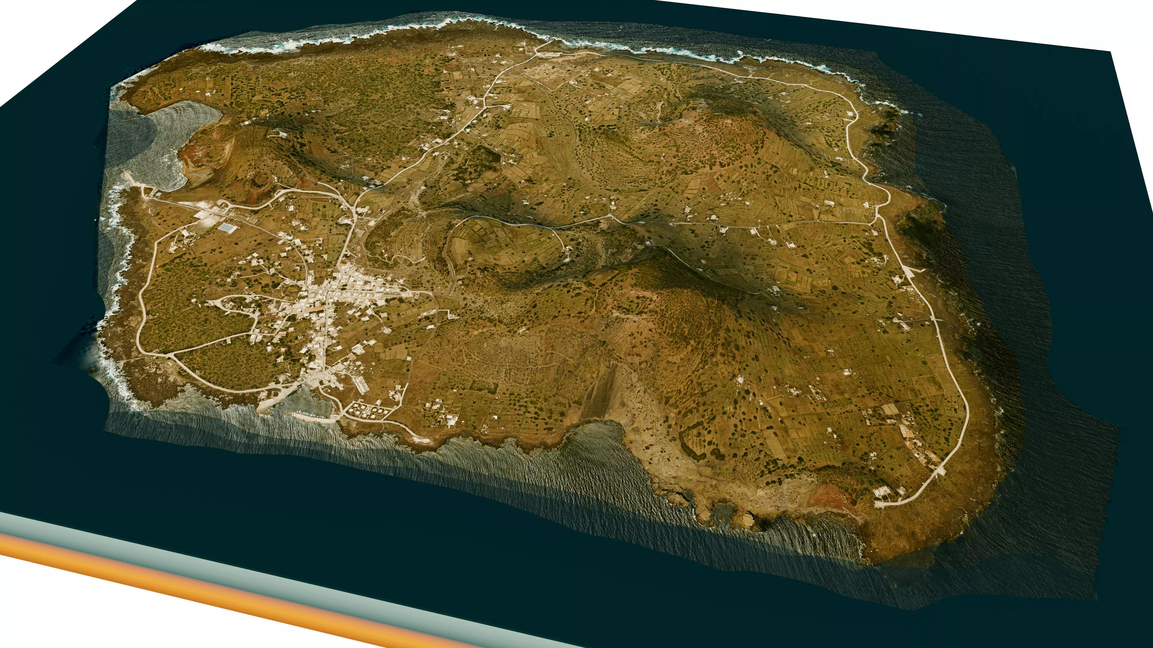 Linosa island 3d model terrain Low-poly 3D model