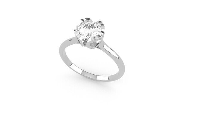 Engagement ring with heart prong size 8 3D print model