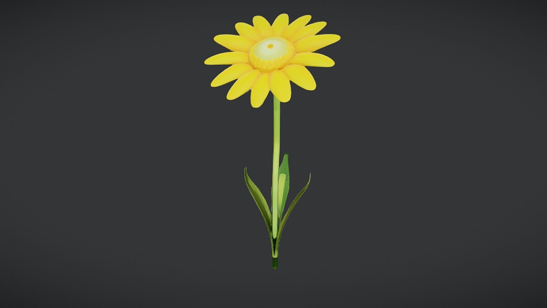 yellow flower with a green cente 3D model_5
