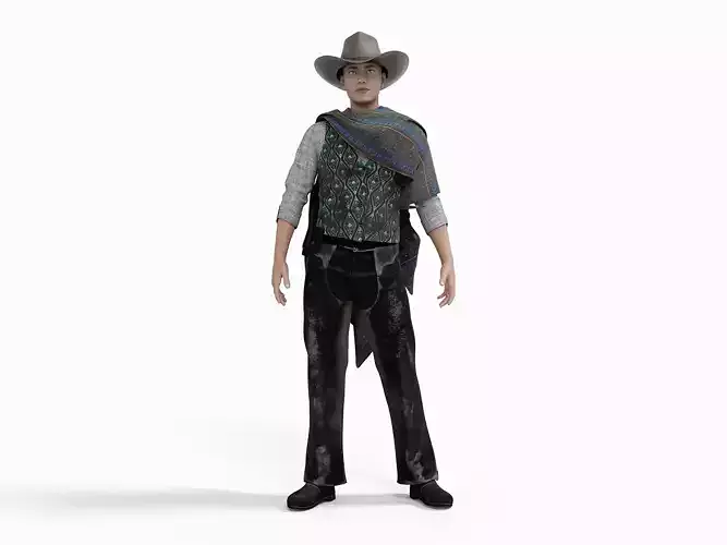 Western Poncho Cowboy Outfit Clothing Low-poly 3D model