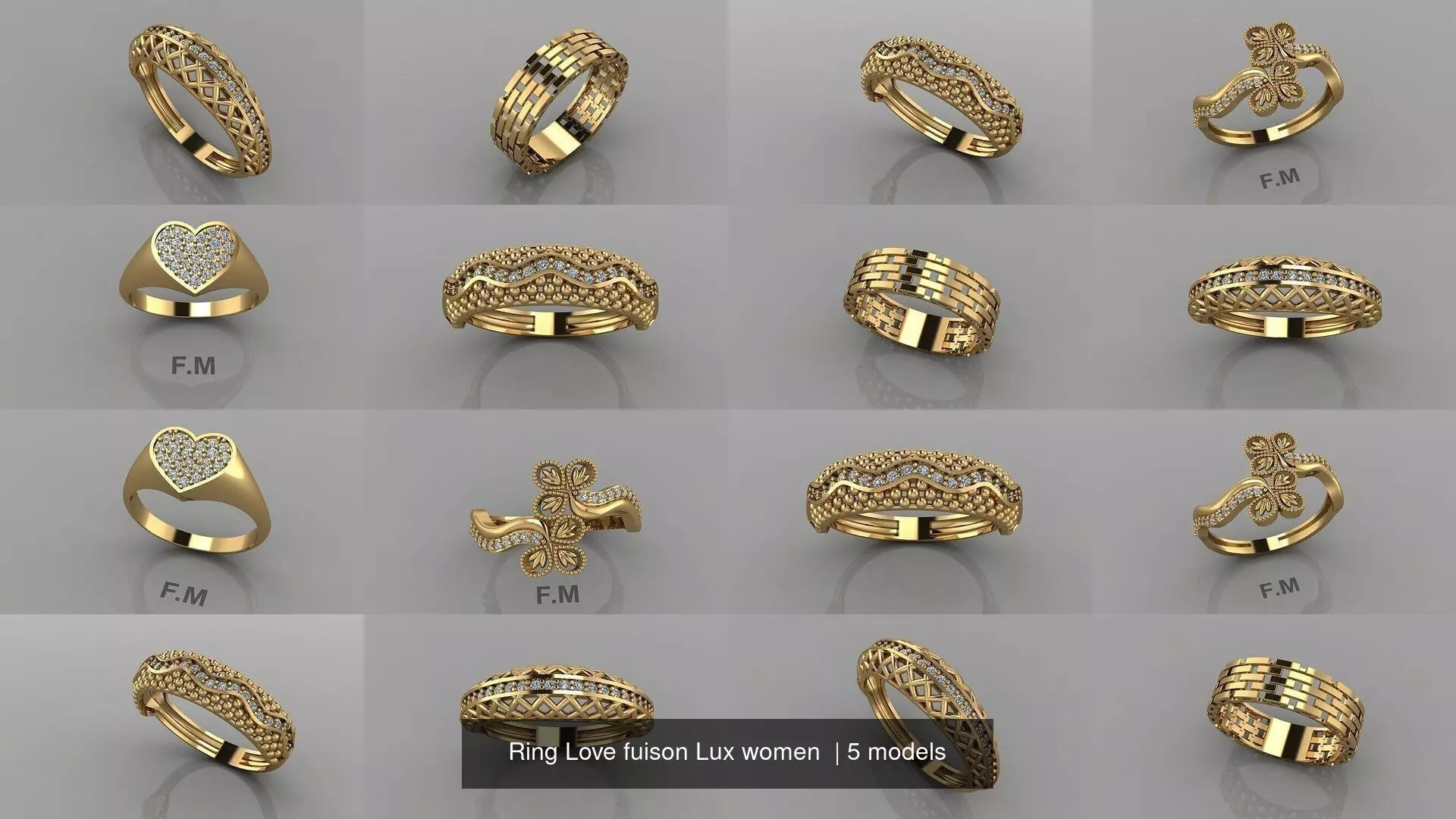 Ring Love fuison Lux women  3D Model Collection_0