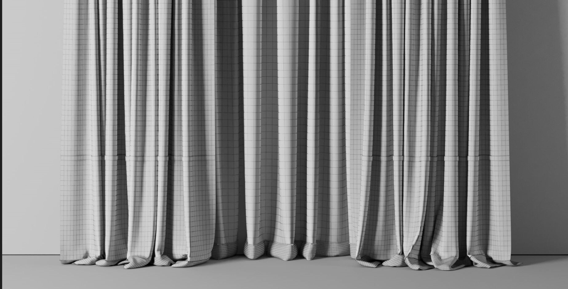 Curtain with rod 15 brown patterned curtain HBH Low-poly 3D model_11