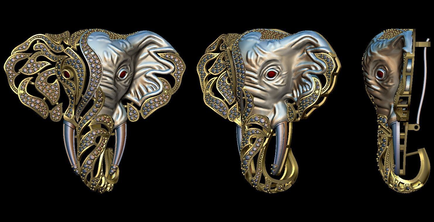 ELEPHANT BROOCH 3D print model_1