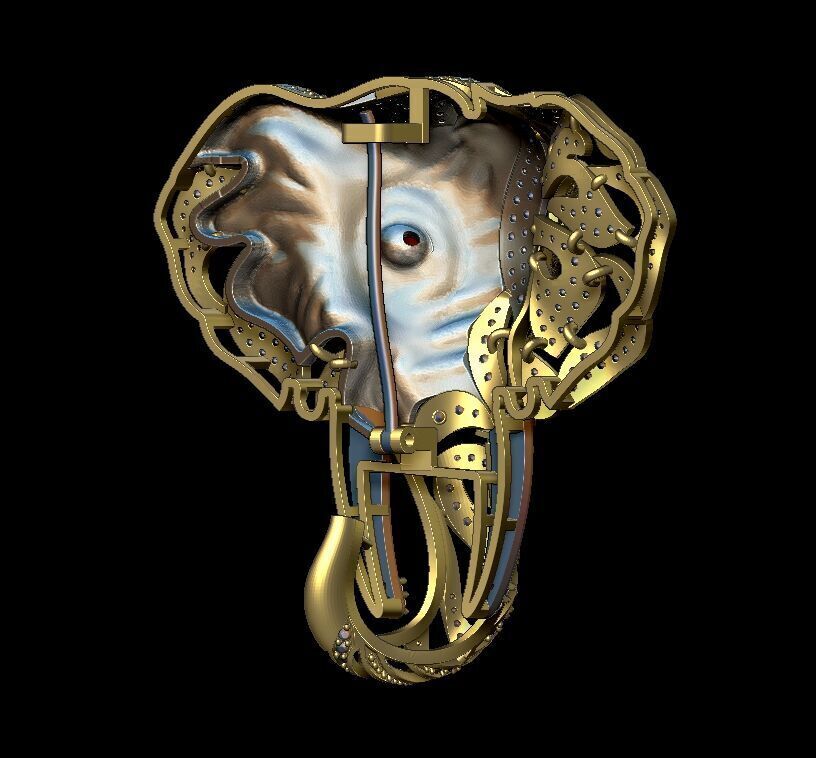 ELEPHANT BROOCH 3D print model_2