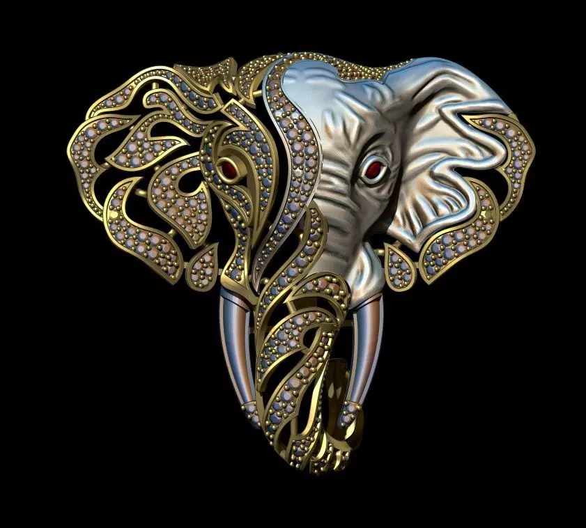 ELEPHANT BROOCH 3D print model_0
