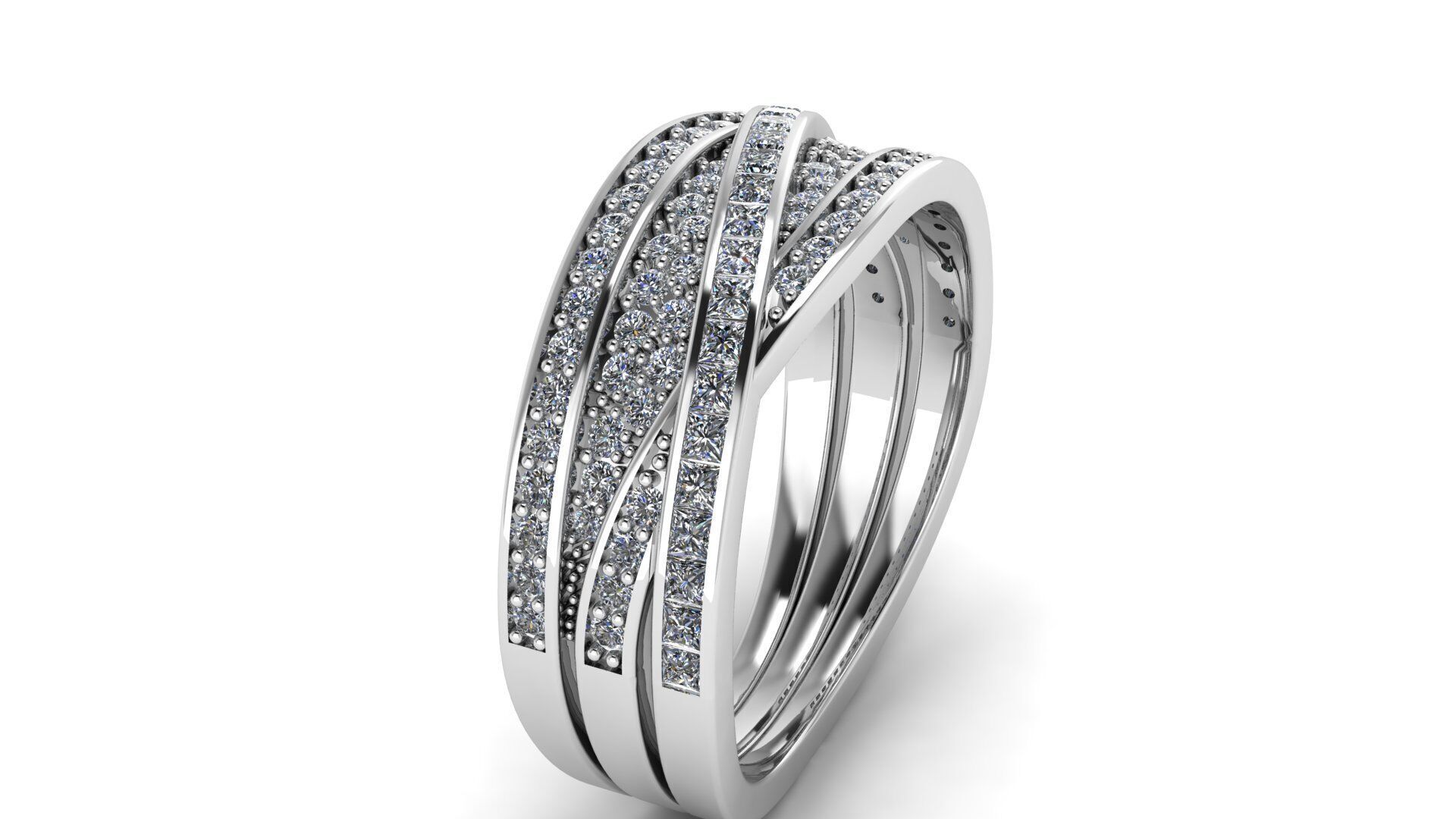 Crossover Bands Ring 3D Model  High-Quality Jewelry CAD Design 3D print model_13