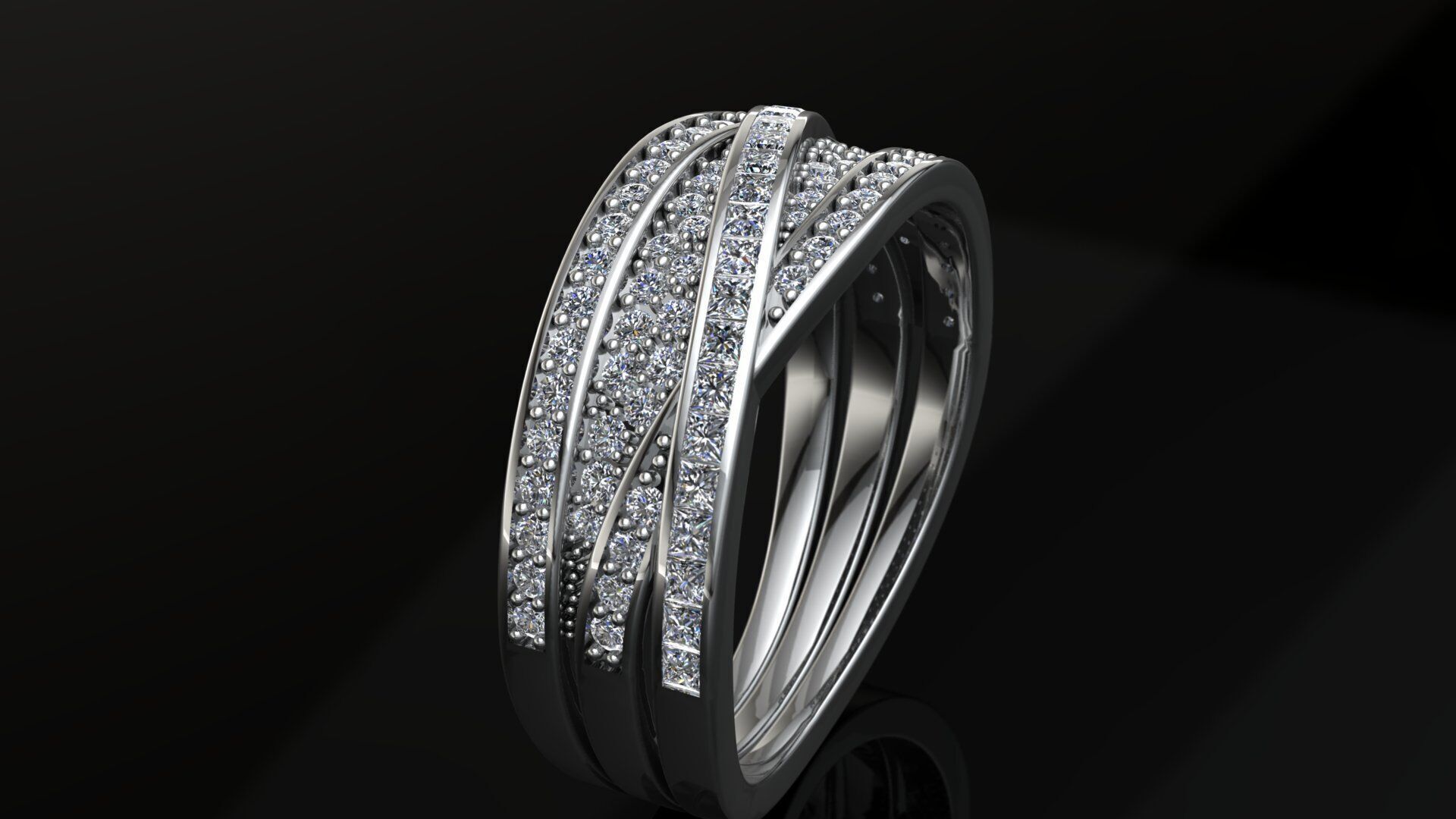 Crossover Bands Ring 3D Model  High-Quality Jewelry CAD Design 3D print model_14