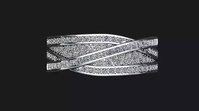 Crossover Bands Ring 3D Model  High-Quality Jewelry CAD Design
