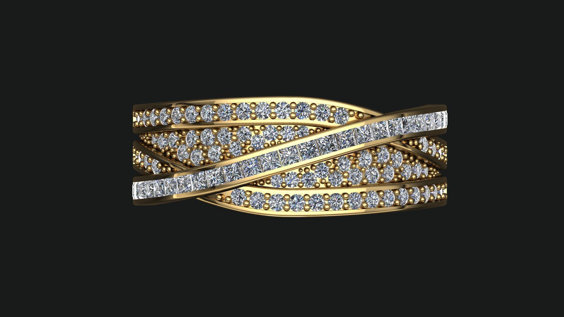 Crossover Bands Ring 3D Model  High-Quality Jewelry CAD Design 3D print model_2