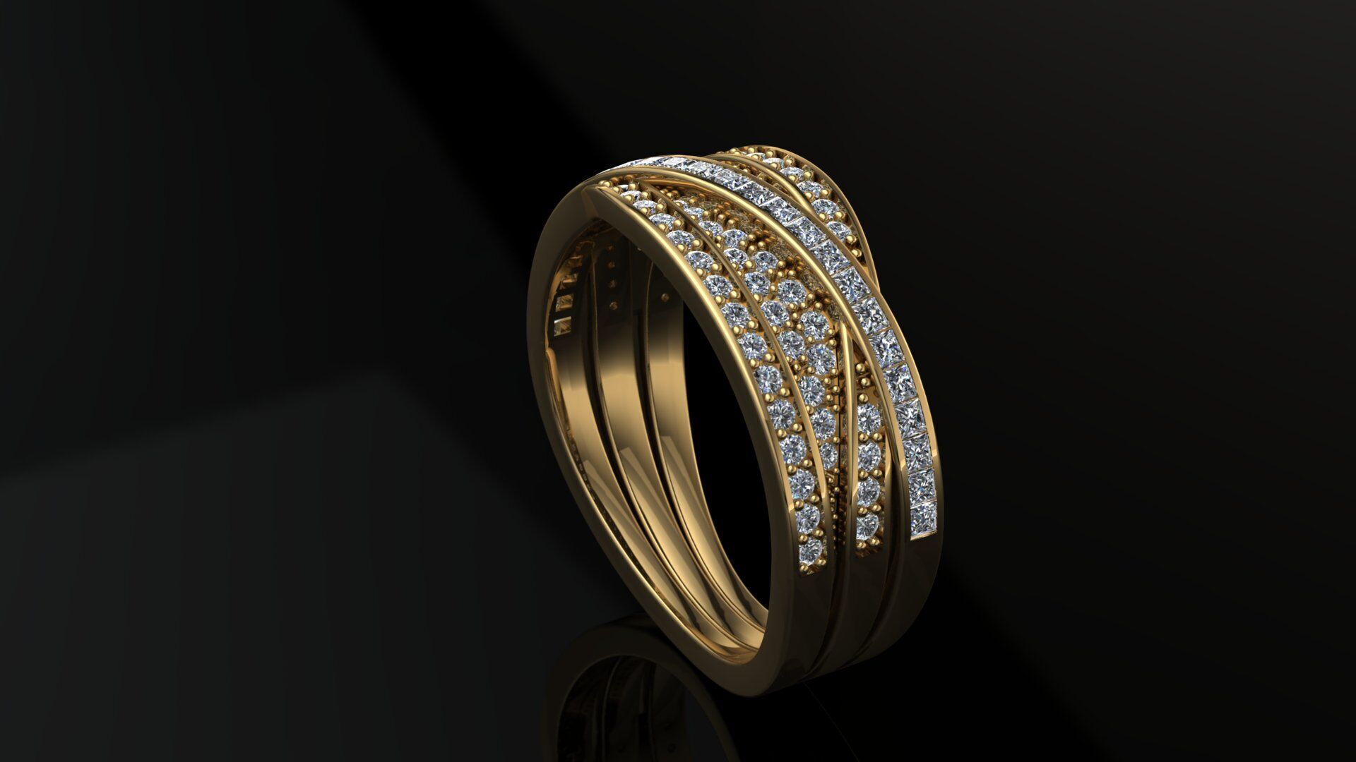 Crossover Bands Ring 3D Model  High-Quality Jewelry CAD Design 3D print model_7