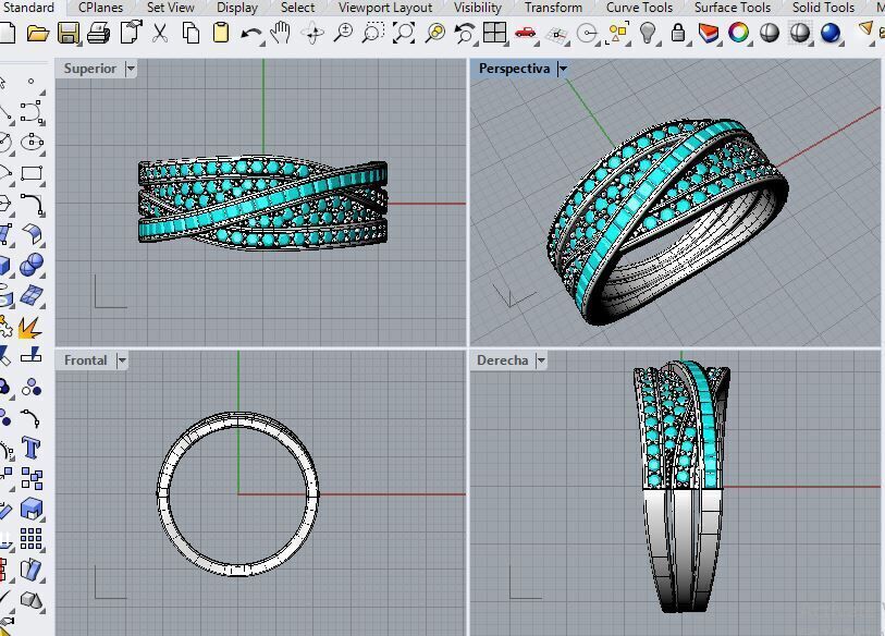 Crossover Bands Ring 3D Model  High-Quality Jewelry CAD Design 3D print model_11