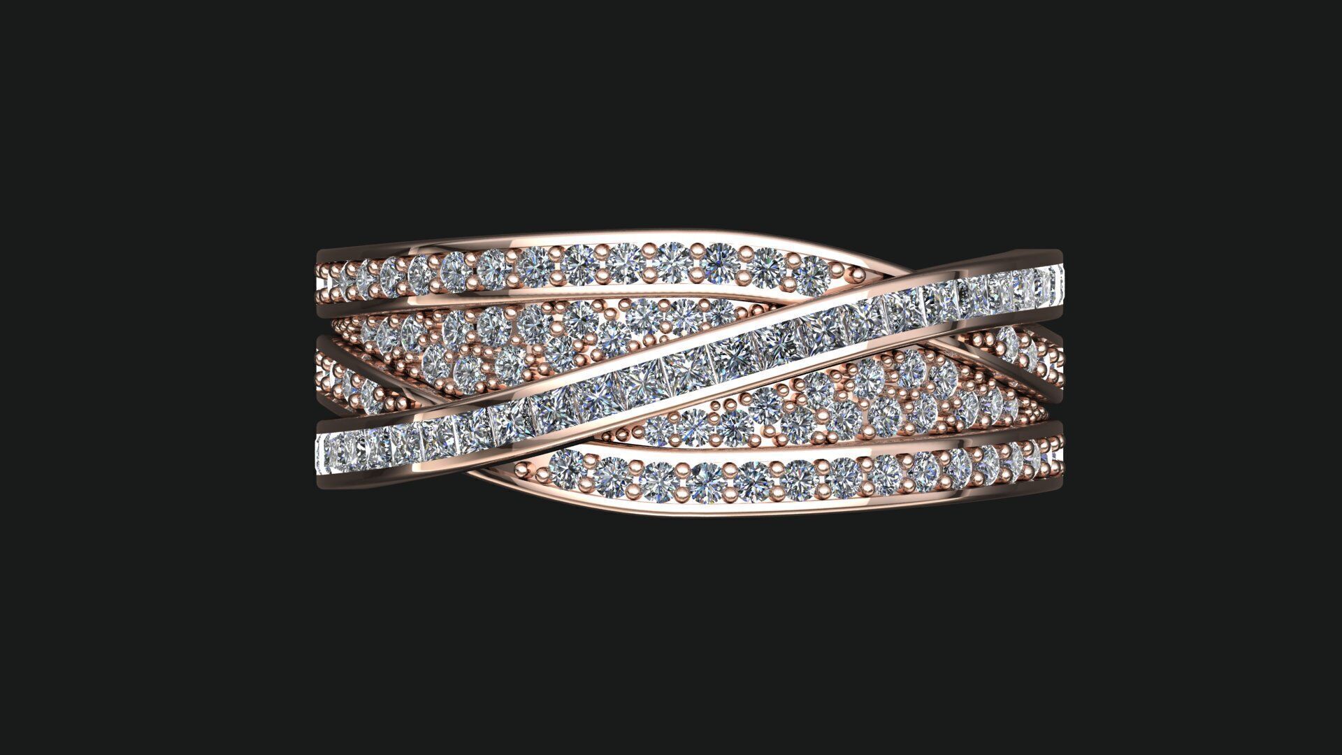 Crossover Bands Ring 3D Model  High-Quality Jewelry CAD Design 3D print model_1