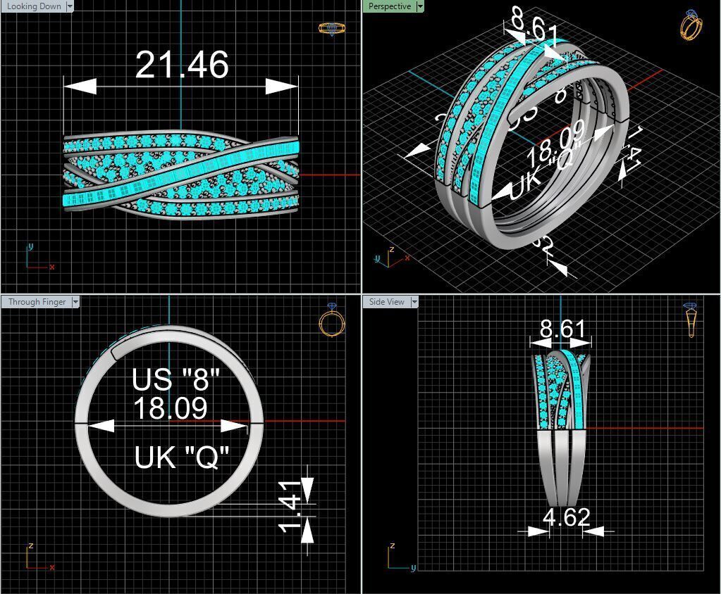 Crossover Bands Ring 3D Model  High-Quality Jewelry CAD Design 3D print model_9