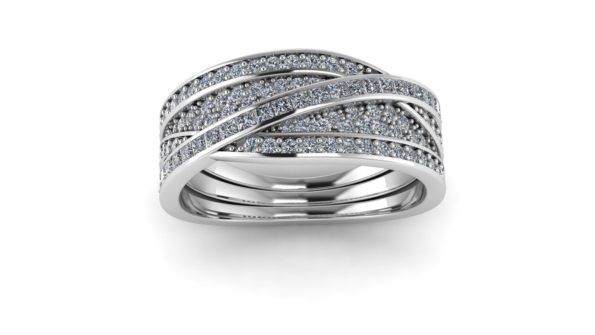 Crossover Bands Ring 3D Model  High-Quality Jewelry CAD Design 3D print model_4