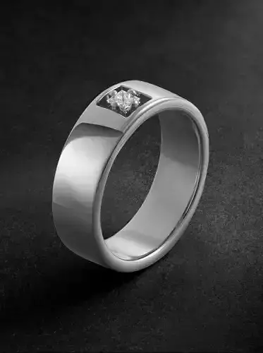 Princess Cut Solitaire Diamond Wide Band  Ring 