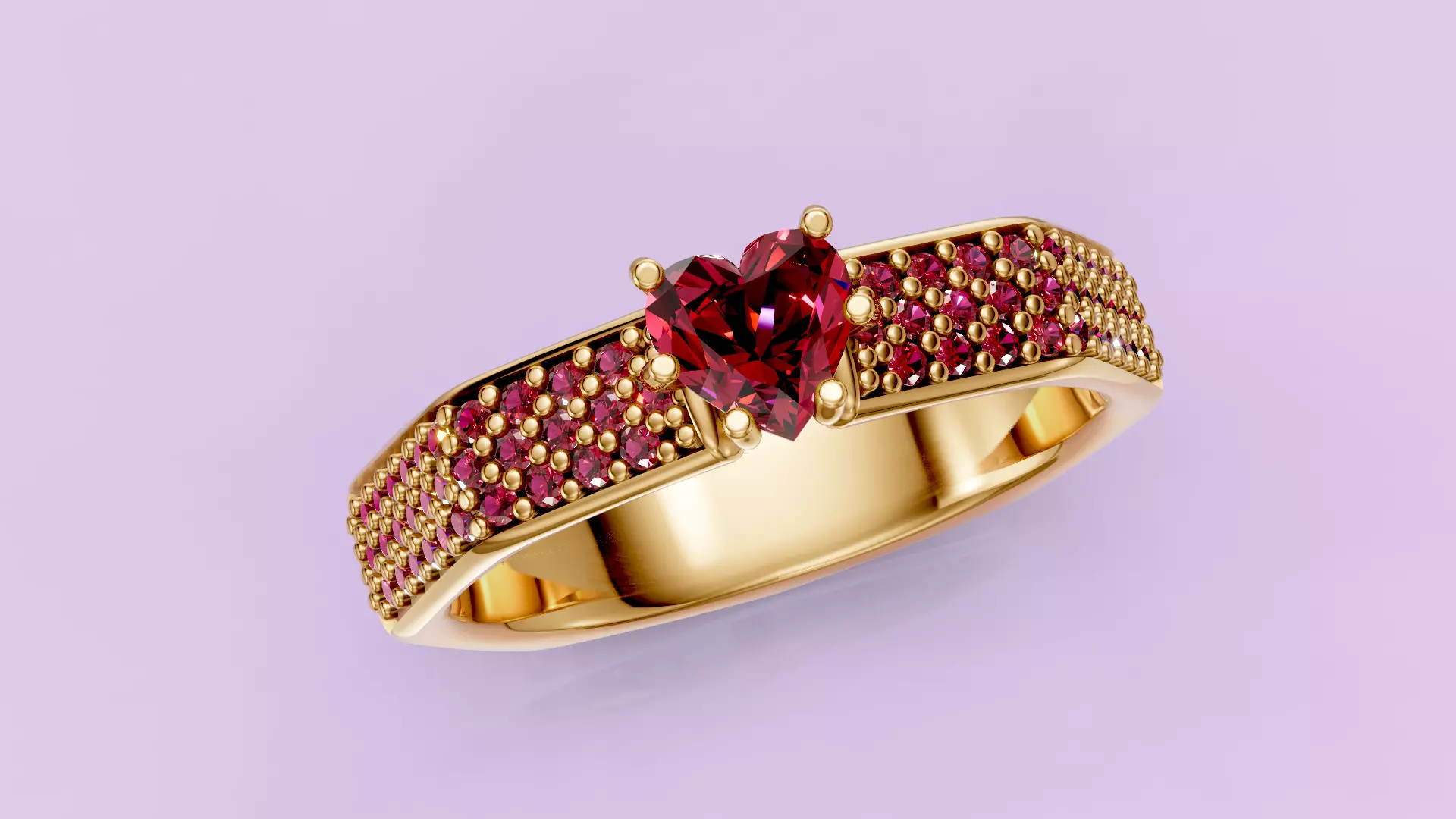 Heart Hexagon Diamond ring 3D print model_0