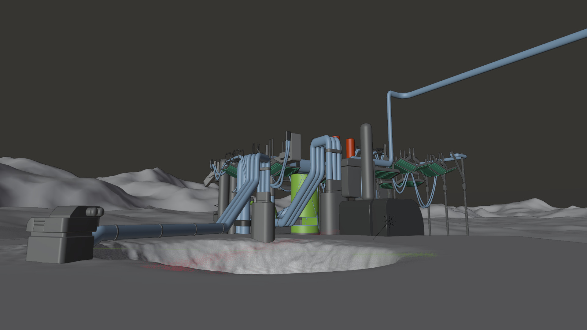 Rainy desert sci-fi landscape scene 3D model_5