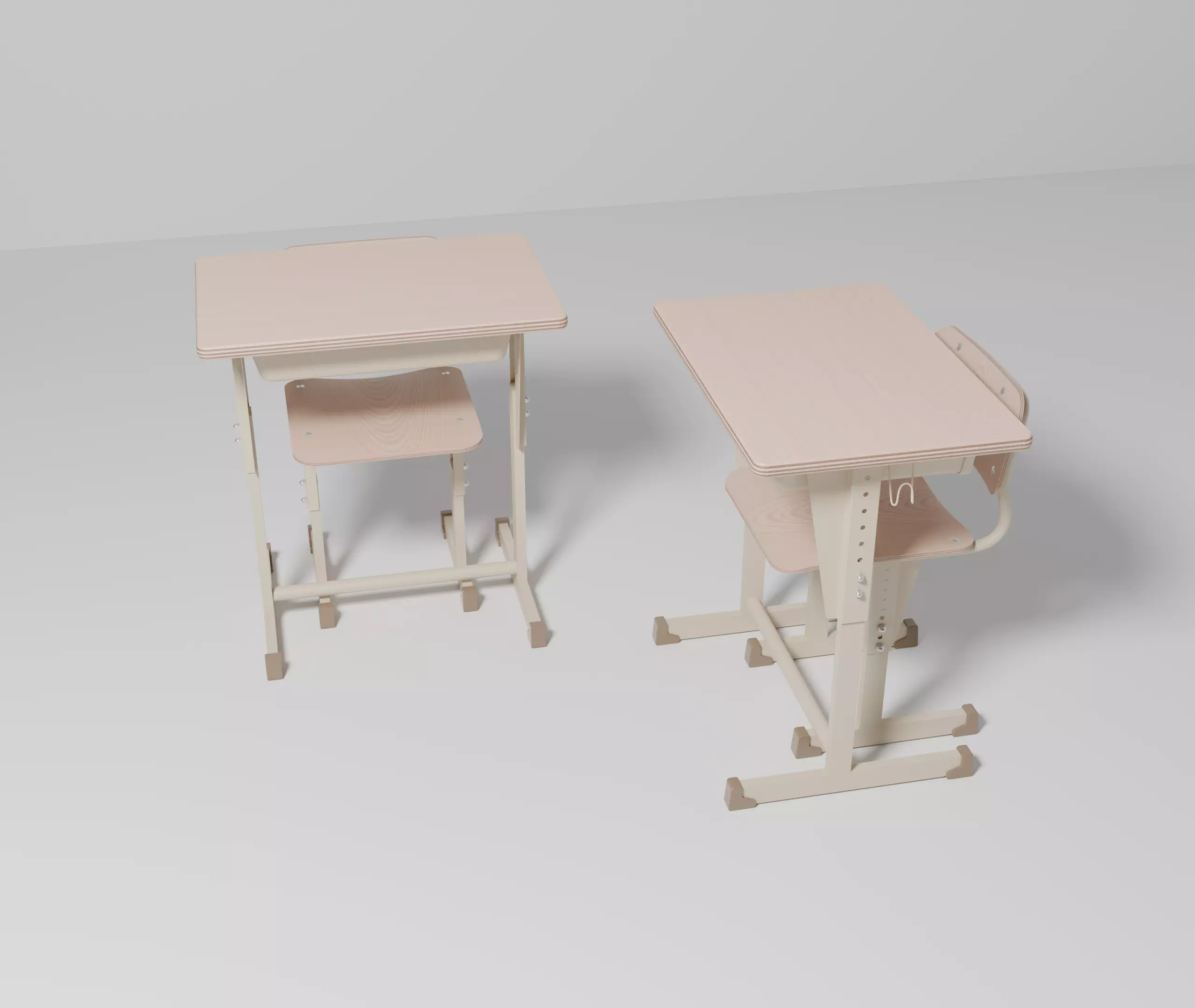 Japan School Desk and Chair Free 3D model
