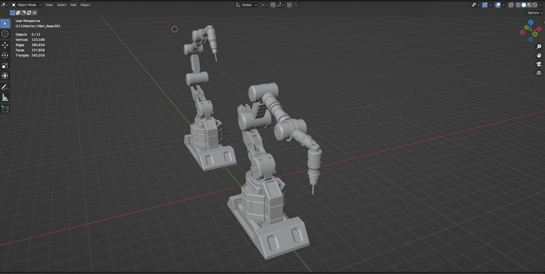Industrial Robot Arms Pack Of 4  -Untextured  3D model_55