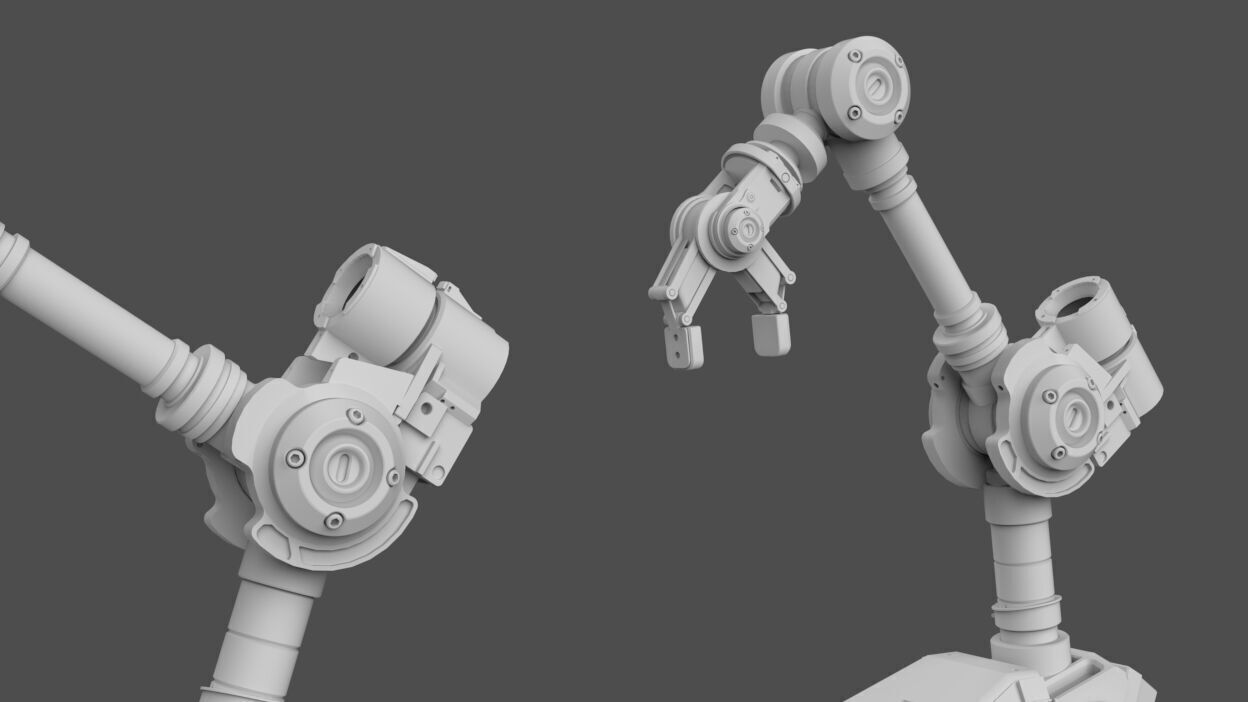 Industrial Robot Arms Pack Of 4  -Untextured  3D model_63