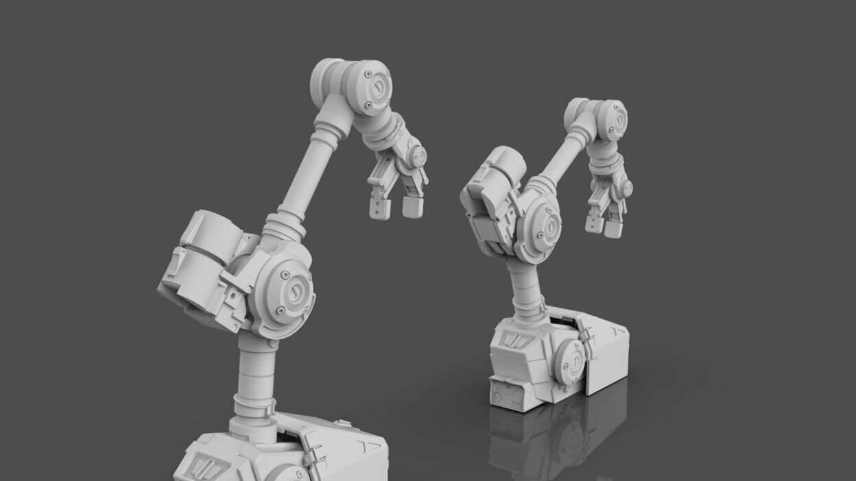 Industrial Robot Arms Pack Of 4  -Untextured  3D model_66