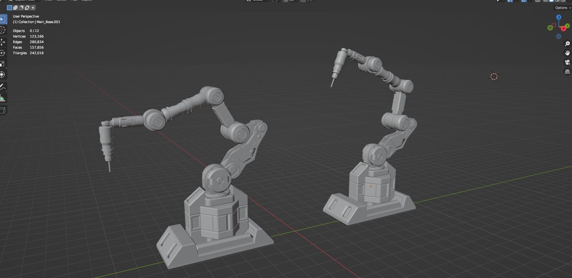 Industrial Robot Arms Pack Of 4  -Untextured  3D model_57