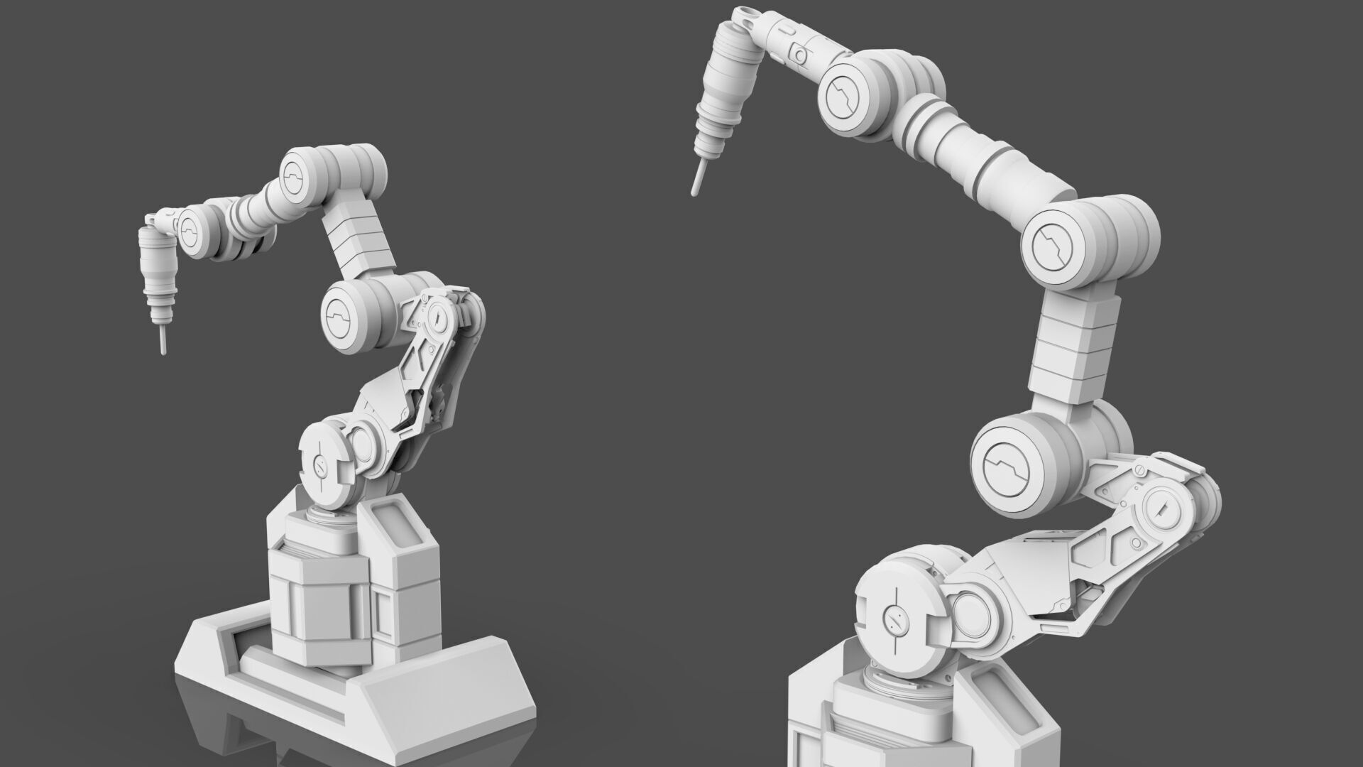Industrial Robot Arms Pack Of 4  -Untextured  3D model_48