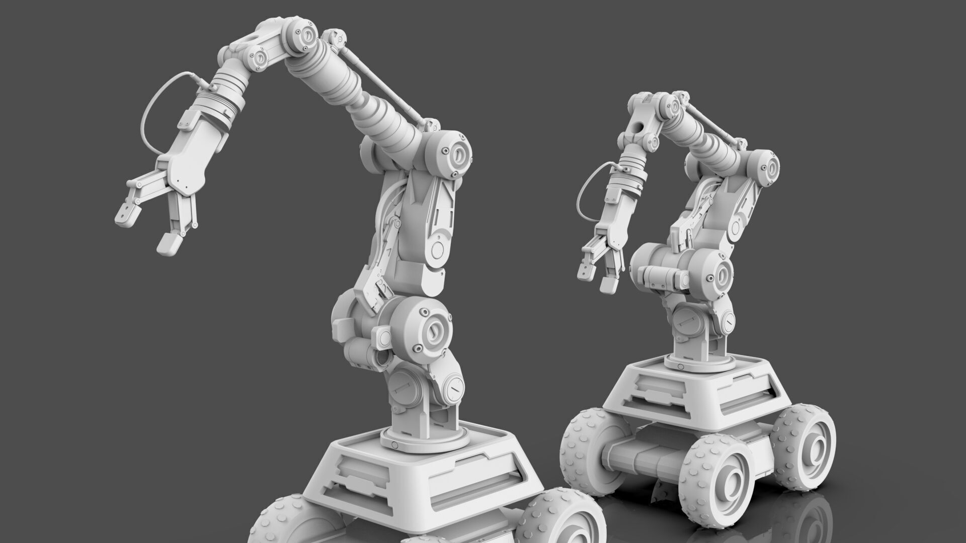 Industrial Robot Arms Pack Of 4  -Untextured  3D model_9