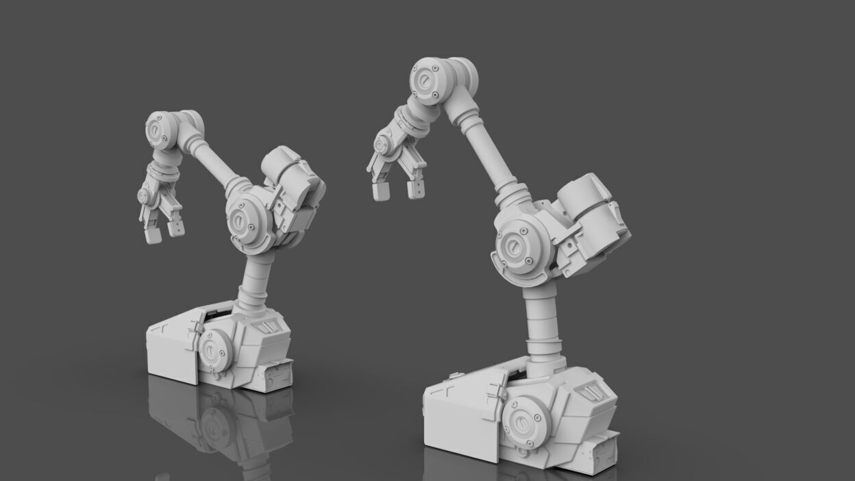 Industrial Robot Arms Pack Of 4  -Untextured  3D model_18