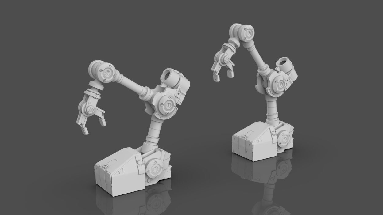 Industrial Robot Arms Pack Of 4  -Untextured  3D model_10