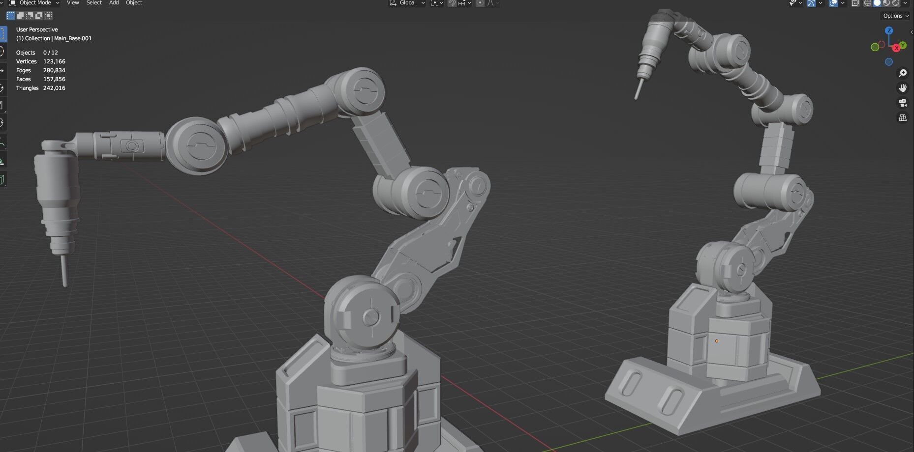 Industrial Robot Arms Pack Of 4  -Untextured  3D model_56