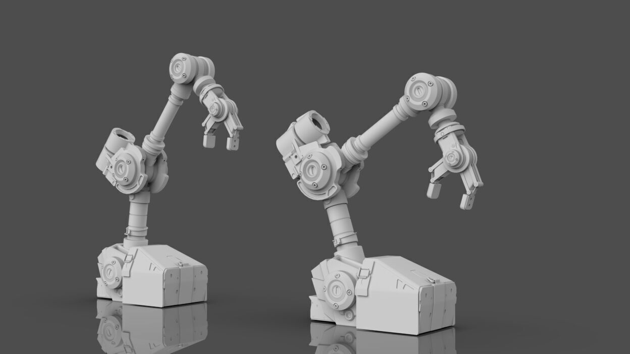Industrial Robot Arms Pack Of 4  -Untextured  3D model_17