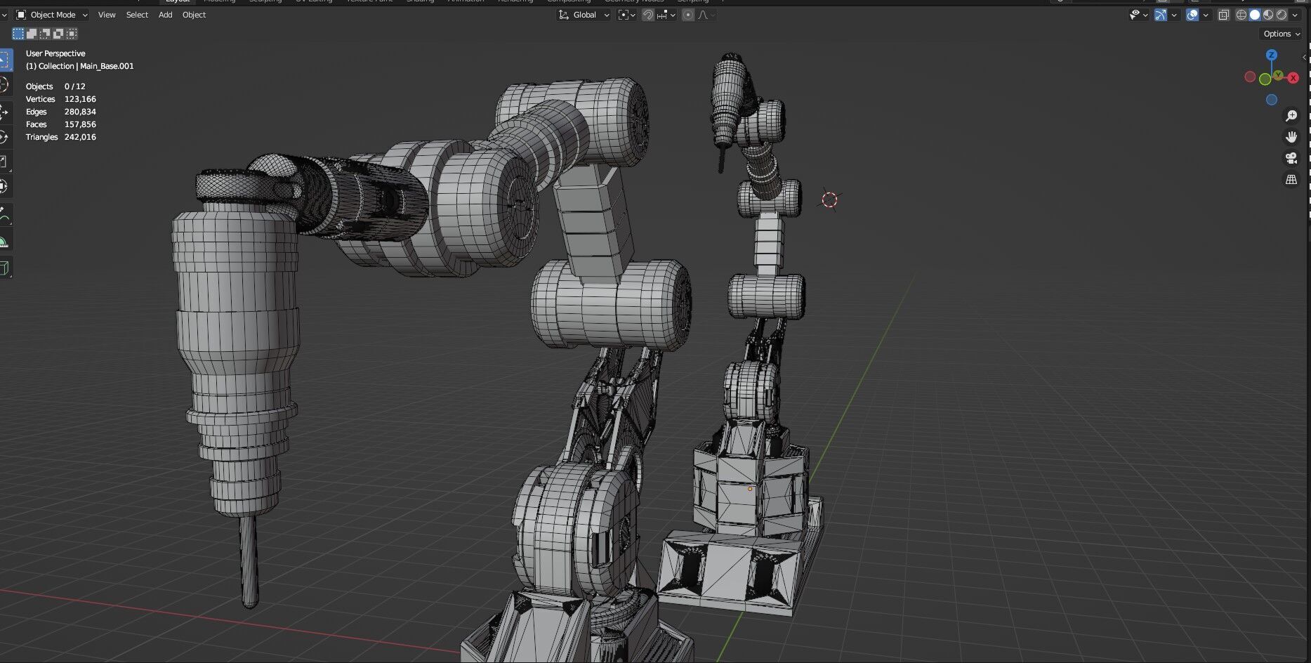 Industrial Robot Arms Pack Of 4  -Untextured  3D model_51