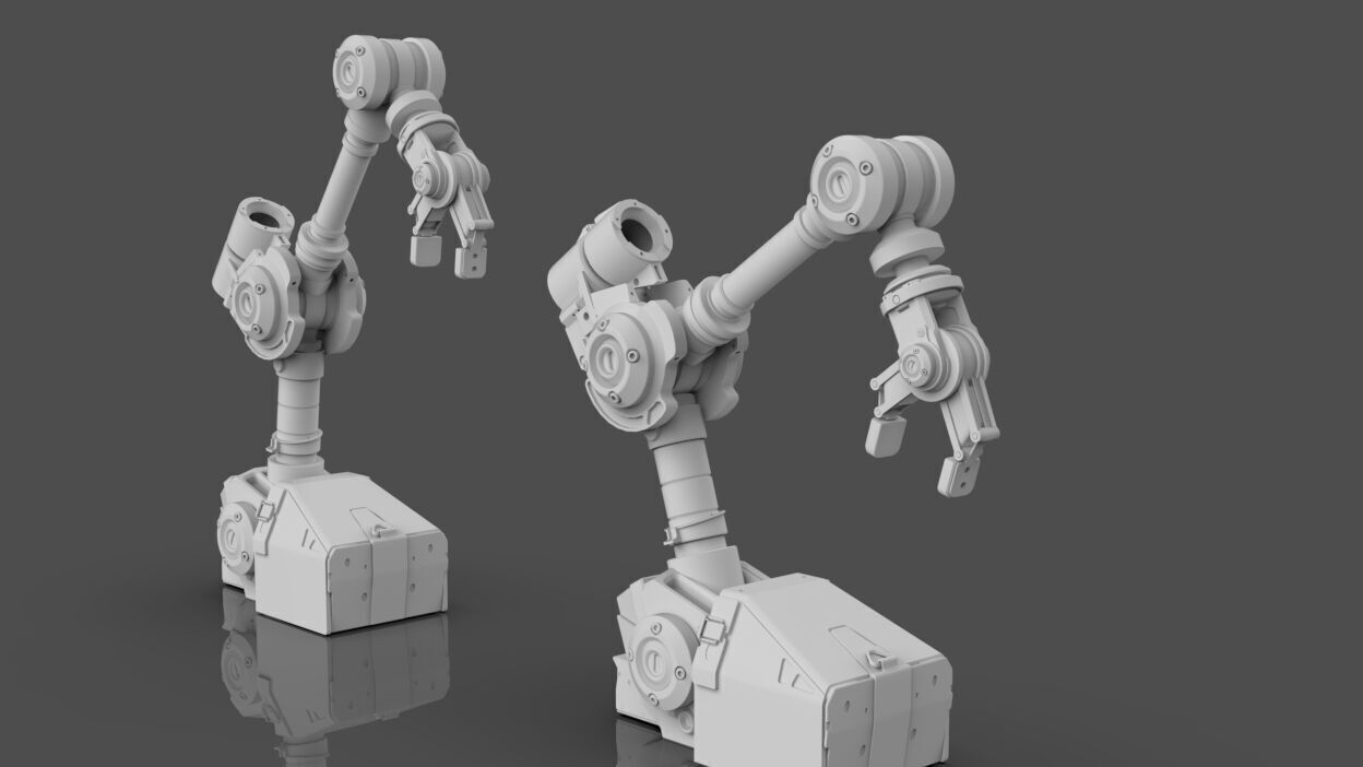 Industrial Robot Arms Pack Of 4  -Untextured  3D model_62