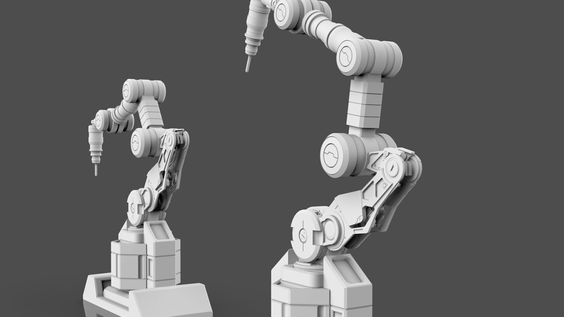 Industrial Robot Arms Pack Of 4  -Untextured  3D model_20
