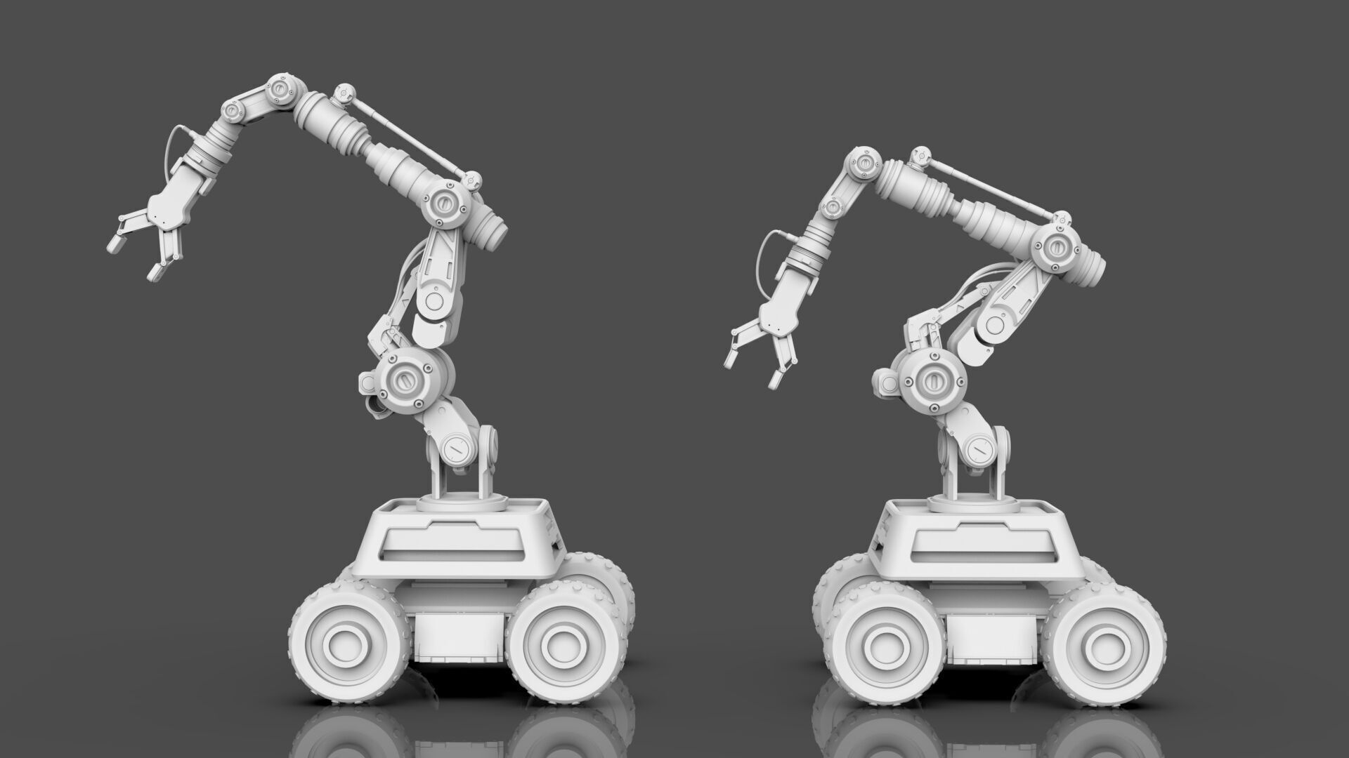 Industrial Robot Arms Pack Of 4  -Untextured  3D model_8