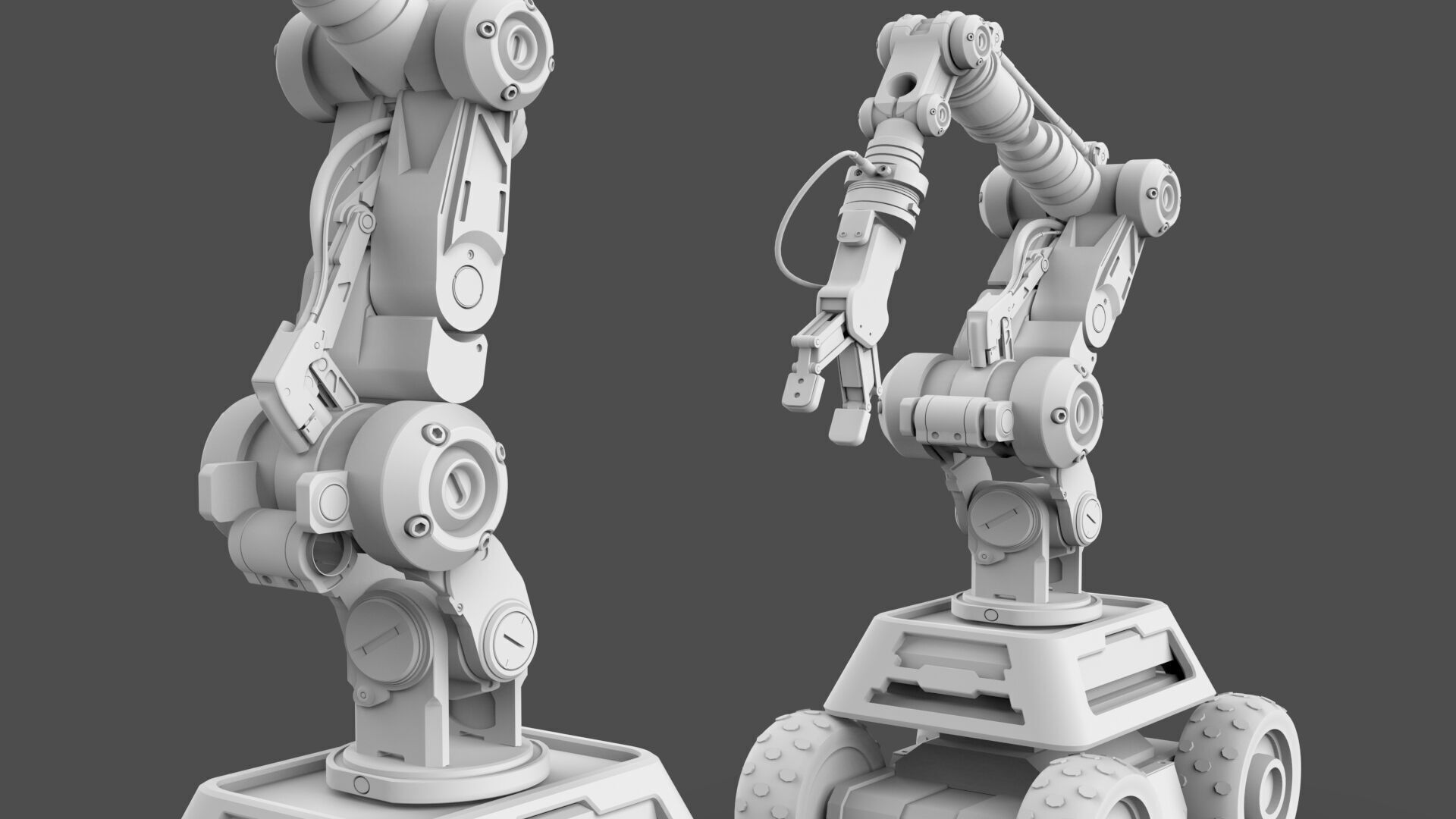 Industrial Robot Arms Pack Of 4  -Untextured  3D model_21