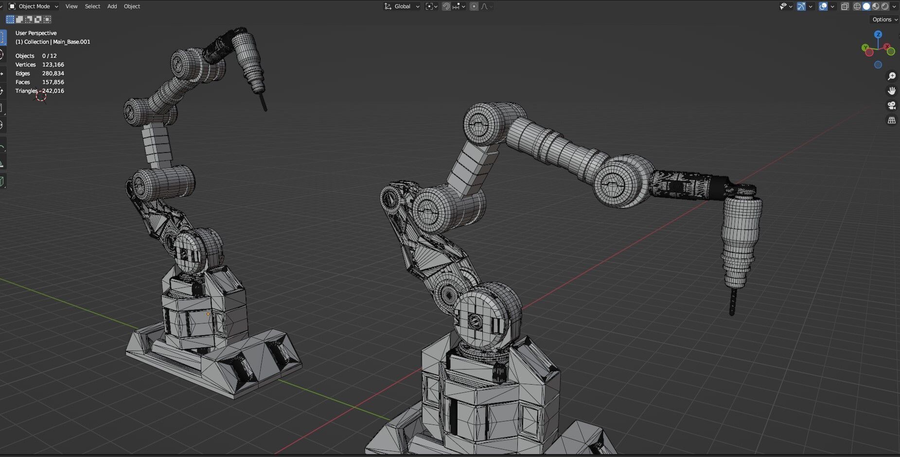 Industrial Robot Arms Pack Of 4  -Untextured  3D model_44